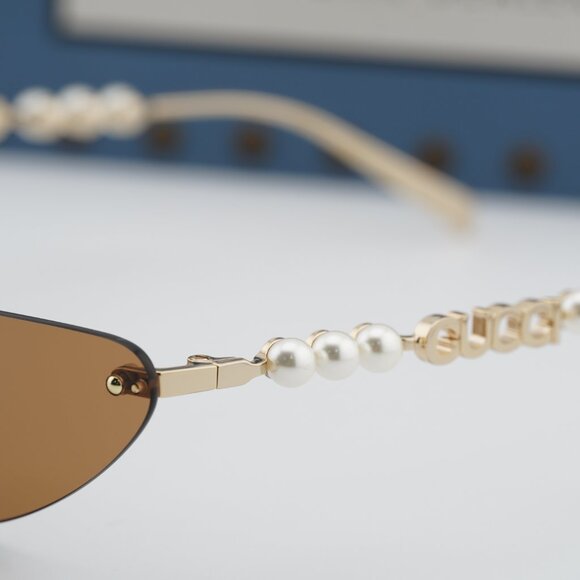 Gucci GG1920S 003 Cat Eye Sunglasses - Shiny Endura Gold with Pearl/Brown main image 7